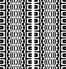 Vector geometric ornament in ethnic style. Seamless pattern with  abstract shapes,Black and white color. Repeating pattern for decor, textile and fabric.