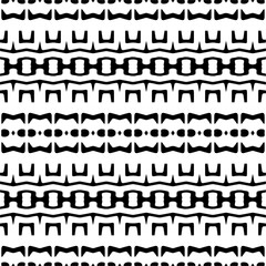 Vector geometric ornament in ethnic style. Seamless pattern with  abstract shapes,Black and white color. Repeating pattern for decor, textile and fabric.