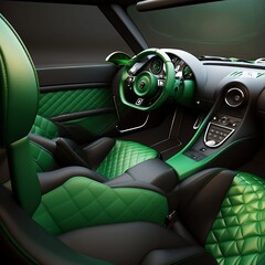 Interior of a car-green