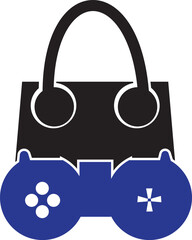 shopping bag game logo vector design template