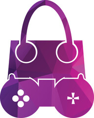 shopping bag game logo vector design template