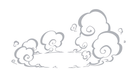 忍者が登場しそうな着地の煙のイラスト