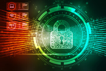 Fototapeta premium 2d illustration Safety concept: Closed Padlock on digital background 