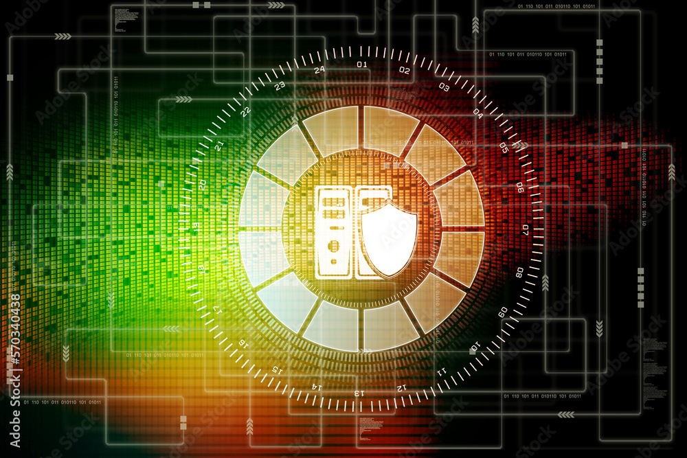 Poster 2d rendering database and computer data security concept