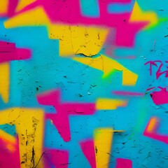 Graffiti bright colored old plastered. Closeup of colorful messy painted urban wall texture. Modern pattern for wallpaper design. Creative urban city background. - generative ai