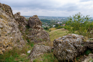 Wild rocky and mountainous nature of Eastern Europe. Landscape background