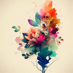 Floral watercolor background. Generative ai  image