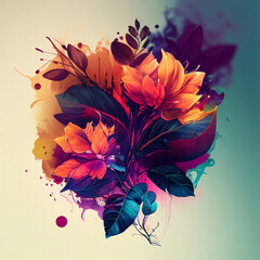 Floral watercolor background. Ai generative.