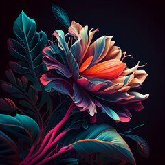 Floral dark vintage background illustration