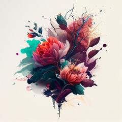 Floral watercolor background. Generative ai