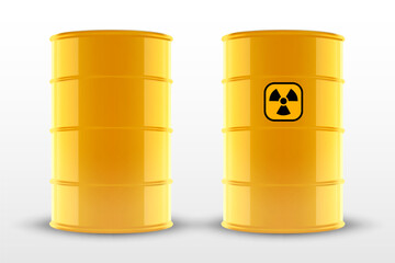 Yellow barrels with radioactive materials. EPS10 vector