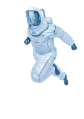 Fototapeta na wymiar bio hazard man fast jump in a white background