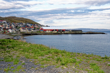 Naklejka na ściany i meble Panoramic view of Honningsvag town and bay - Norway