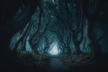 Fototapeta na wymiar Fantasy dark forest. Generative AI