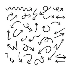 Hand drawn arrow set black sign or symbol element doodle design