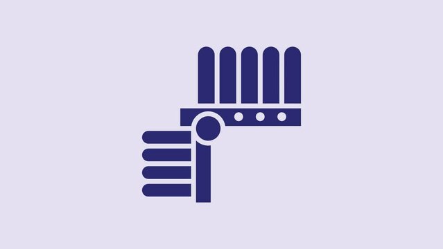 Blue Indian headdress with feathers icon isolated on purple background. Native american traditional headdress. 4K Video motion graphic animation