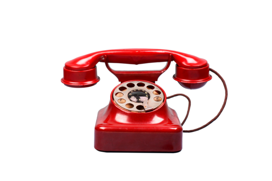 rotes Telefon vor transparenten Hintergrund