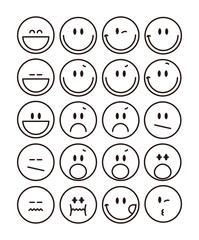 simple face emoji icon stickers with white background
