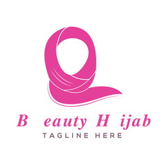 Women hijab beauty vector logo template.