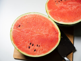 watermelon cut on cutting board