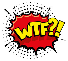 Wtf speech bubble in color pop art style