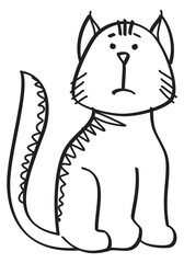 Cute cat drawing. Sad little kitten sketch