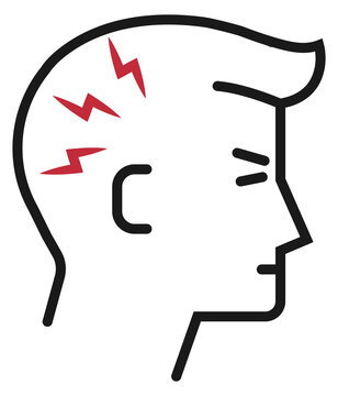 recommend clip art: Headache color icon. Migraine symbol. Head pain