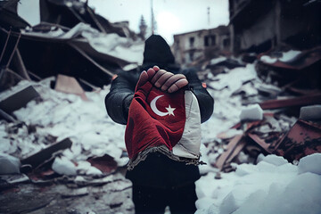 Zerstörte Stadt nach der Erdbeben Katastrophe in der Türkei - Generative Ai - obrazy, fototapety, plakaty