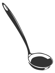 Ladle icon. Black serving soup dish tool