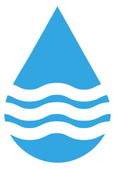 Water drop logo. Ocean waves in blue shape