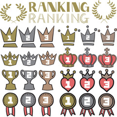 手描きランキングカラー素材　１～３の数字入りセット