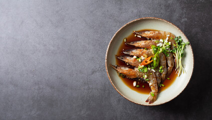 Soy Sauce Marinated shrimp, Korean food	