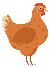 Cartoon hen bird. Farm animal. Chicken icon