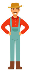 Farmer icon. Happy gardener. Smiling man character