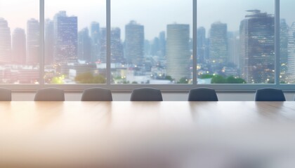 Blurred Cityscape Background in Meeting Room created by Generative AI

