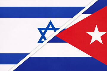 Israel and Cuba, symbol of country. Israeli vs Cuban national flags.