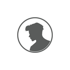Monochrome male avatar silhouette. User icon vector in trendy flat design.