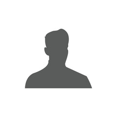 Monochrome male avatar silhouette. User icon vector in trendy flat design.