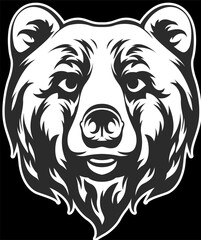 Head of bear. Abstract character illustration. Graphic logo design template for emblem. Image of portrait.