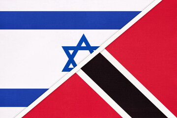 Israel and Trinidad and Tobago, symbol of country. Israeli national flags.