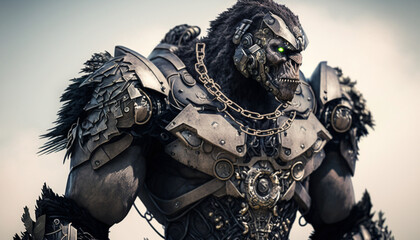 3D Rendered Futuristic Cyborg Gorilla AI Generative