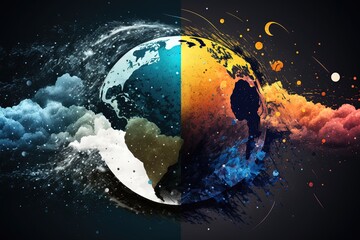 World meteorology meteorological day planet with weather abstract illustration generative ai - obrazy, fototapety, plakaty