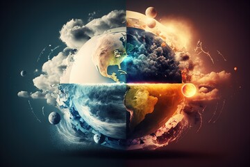 World meteorology meteorological day planet with weather abstract illustration generative ai - obrazy, fototapety, plakaty