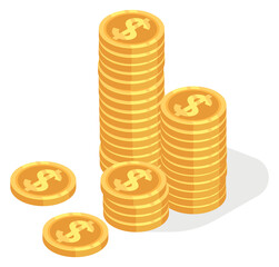 Money pile. Golden coins icon. Wealth symbol