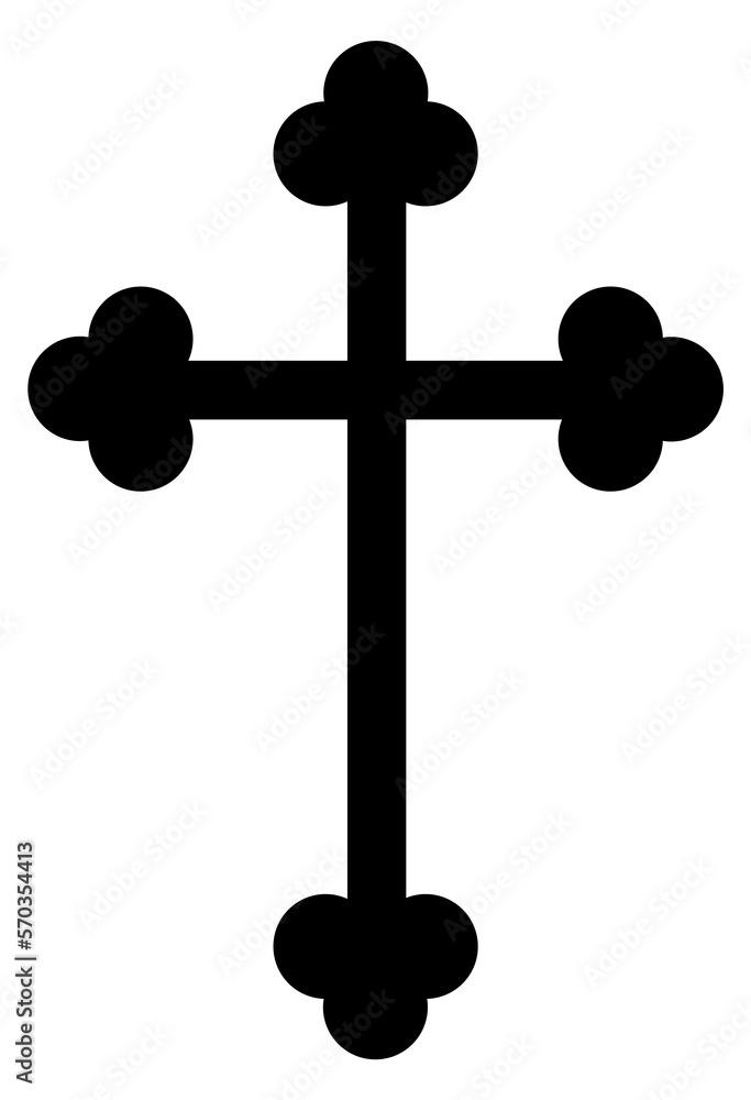 Wall mural budded cross black silhouette. latin holy symbol