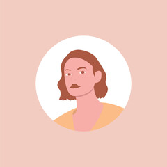 Obraz premium Half body beautiful woman colorful portrait. Avatars for social networks. Vector illustration in flat style.