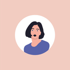 Obraz premium Half body beautiful woman colorful portrait. Avatars for social networks. Vector illustration in flat style.