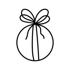 Hand drawn New Year and Christmas gift box. Celebration doodle illustration of present