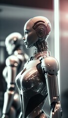 Futuristic Androids isolated with glossy coating.