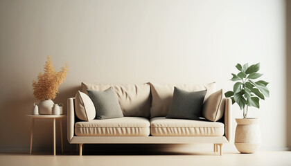 beige sofa living room minimalist interior illustration